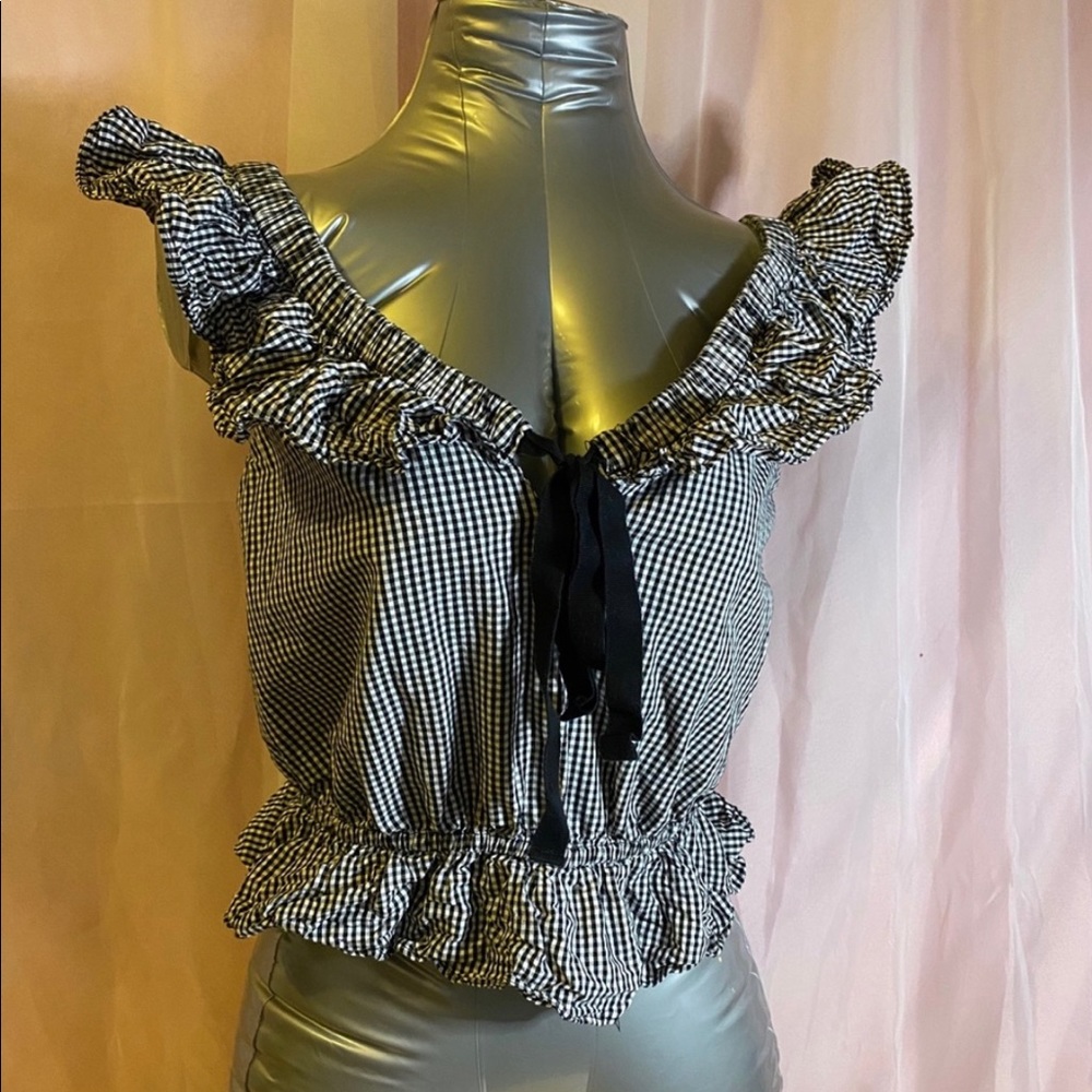 Zara Gingham Ruffle Tank